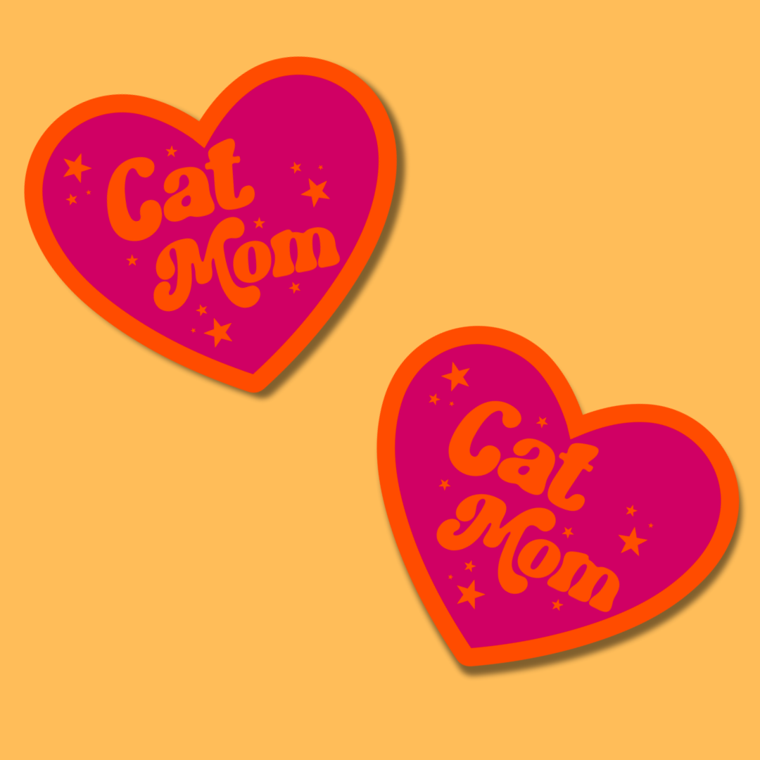 Cat Mom Heart shaped sticker