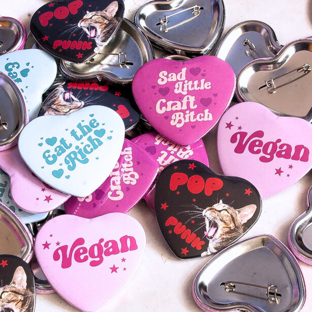 sad little craft bitch heart shaped 2.25 inch button