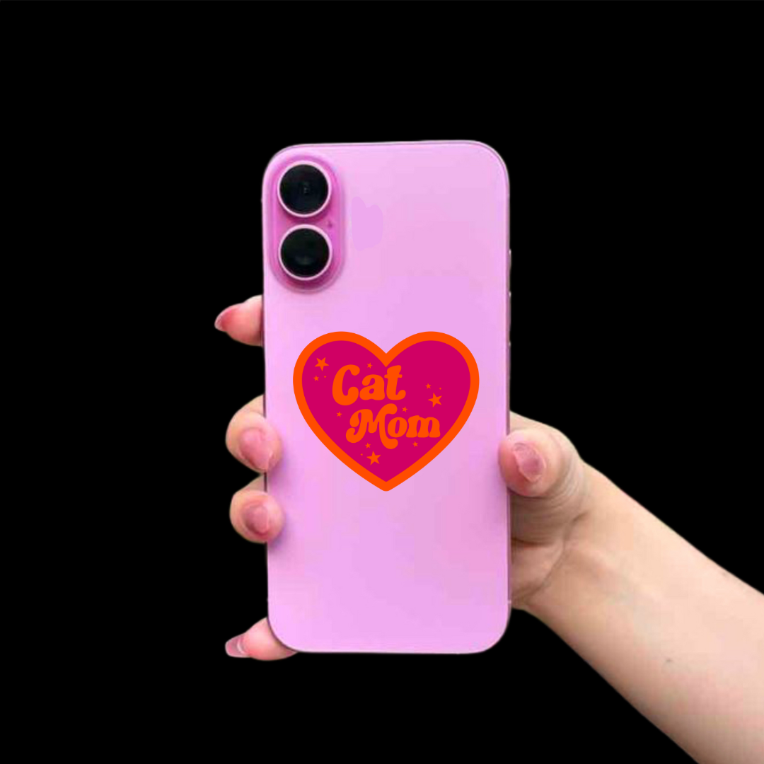 Cat Mom Heart shaped sticker