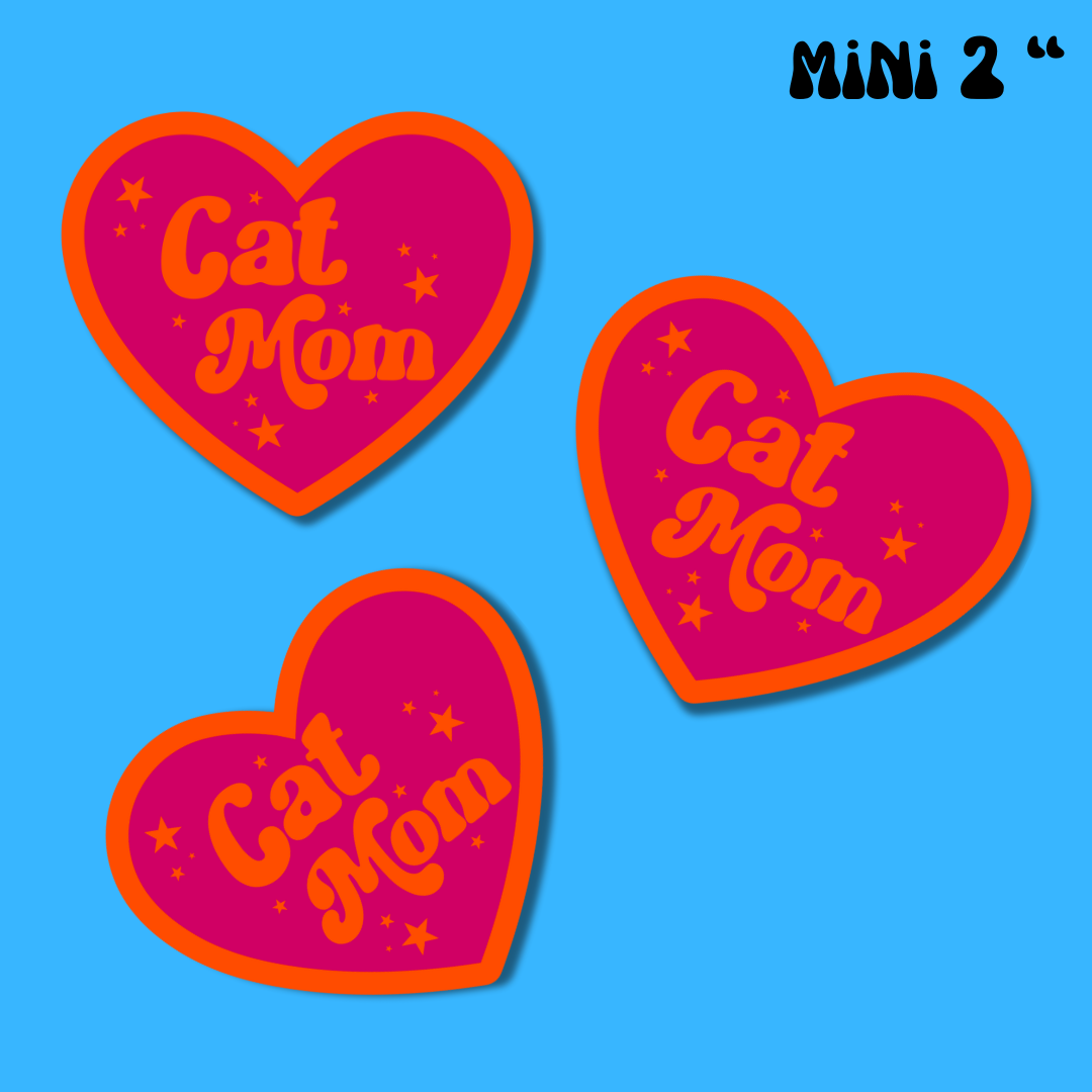 Cat Mom Heart shaped sticker