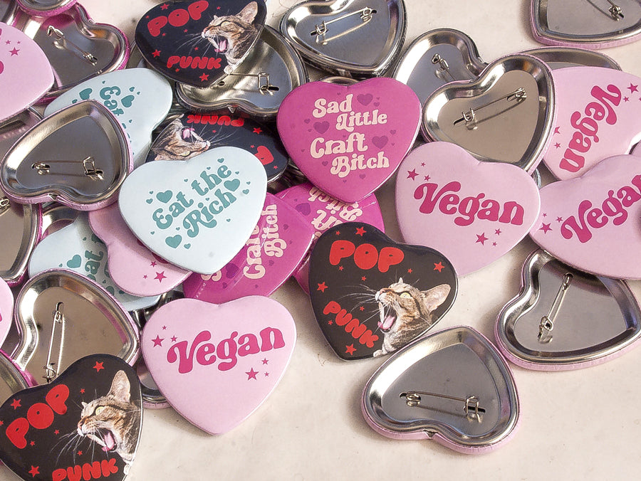 pop punk kitty shaped 2.25 inch button