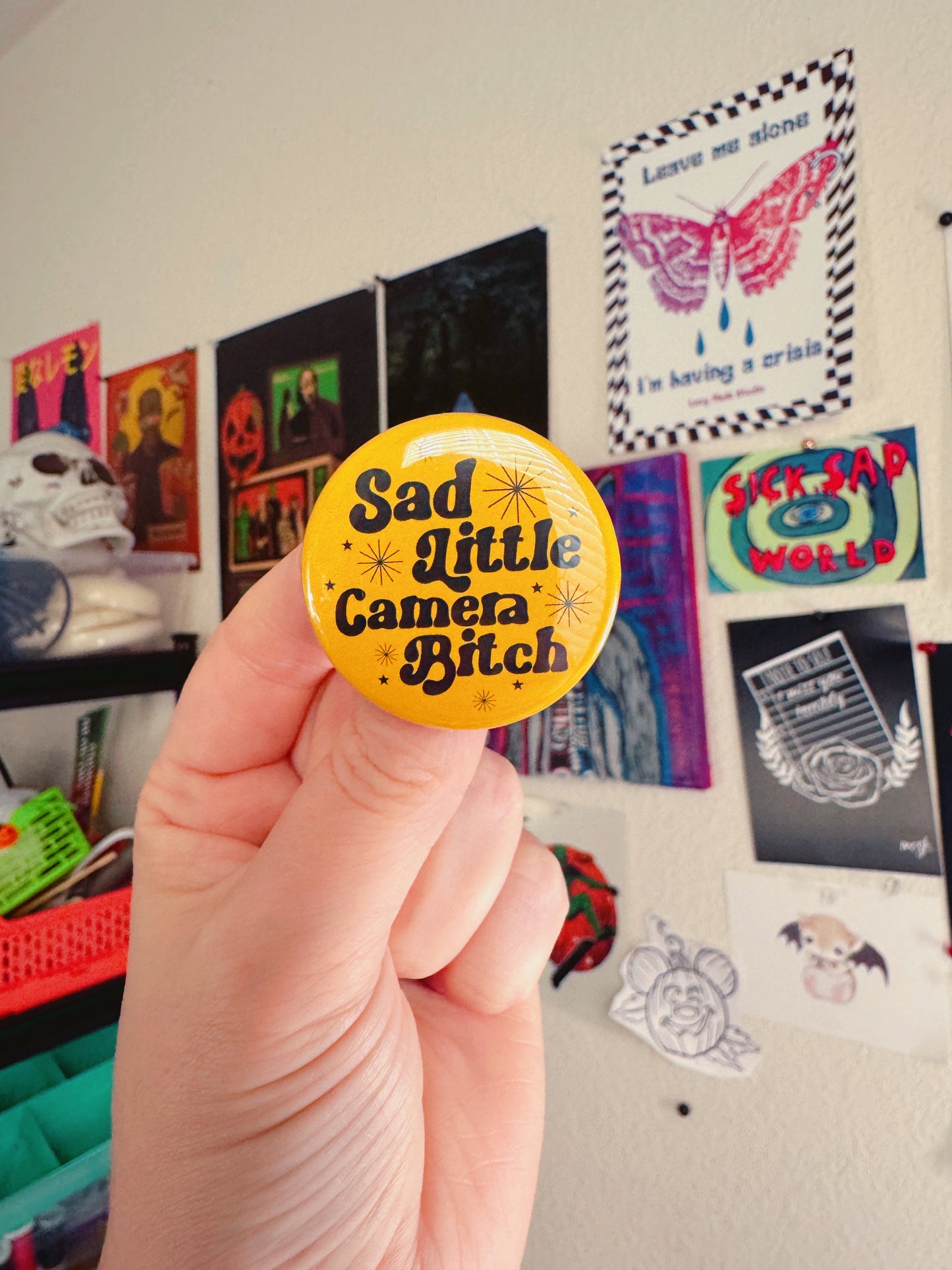 sad little camera bitch 1.5 inch round button