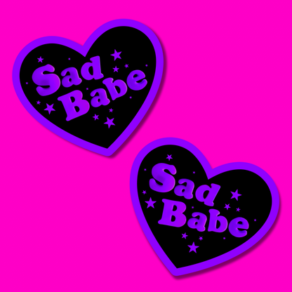 Sad babe magnet heart sticker