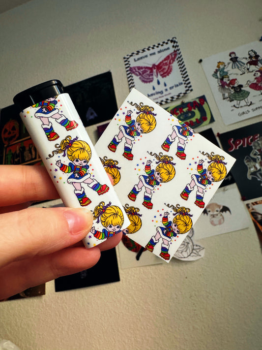 rainbow babe  white BG lighter wrap sticker