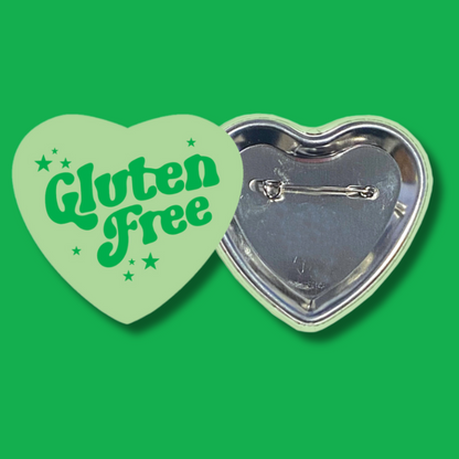 Gluten Free heart shaped 2.25 inch button