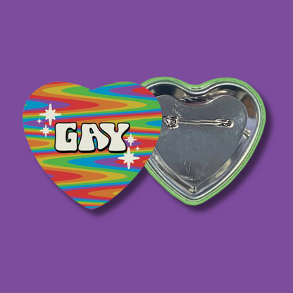 Gay heart shaped 2.25 inch button
