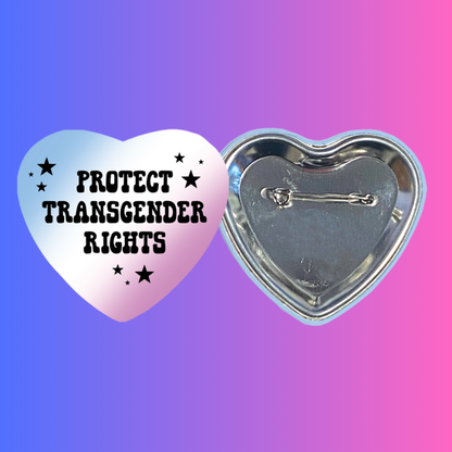 protect trans rights heart shaped 2.25 inch button